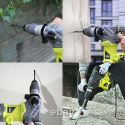 1500W Rotary Hammer Drill Heavy Duty Vibration Control 3 Drill Bits & Carry Case