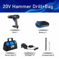 3 Function 20V Brushless Hammer Drill 60NM Impact Cordless Electric Screwdriver