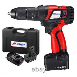 ACDelco 1/2'' Hammer Drill 2-Speed 20V Compact Tool with 2 batteries ARK20129