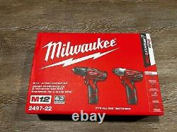 BRAND NEW Milwaukee M12 Hammer Drill Impact Driver Kit 2497-22