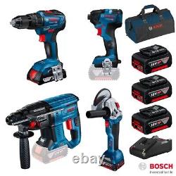 Bosch Professional 4 Piece Power Tool Kit with 3 x 4.0Ah Batteries, and Tool Bag