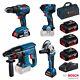 Bosch Professional 4 Piece Power Tool Kit With 3 X 4.0ah Batteries, And Tool Bag