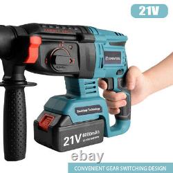 CONENTOOL Cordless Electric Hammer Drill Rotary Chuck Impact Drill 2xBattery