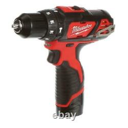 Cordless Hammer Drill Impact Driver Set Combo Kit with 2 Batteries Milwaukee M12