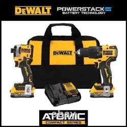 DEWALT ATOMIC 20V Powerstack Brushless Hammer Drill and Impact Driver Kit DCK254