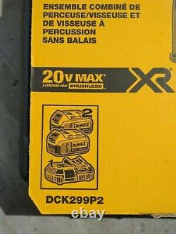 DEWALT DCK299P2 20V MAX XR Li-Ion Hammer Drill & Impact Driver Combo Kit NEW