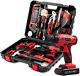 Dedeo Tool Set With Drill, Cordless Hammer Drill Tool Kit 110pcs Household Power