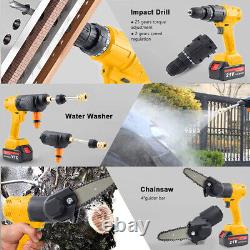 Electric Impact Wrench Hammer Drill Chainsaw Reciprocating Saw 7In1 Tool Set