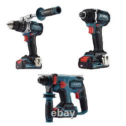 Erbauer Combi Drill Impact Driver SDS+ Drill Kit Cordless 3x2Ah 18V Brushless