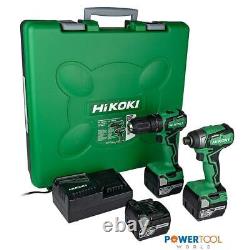 HiKOKI KC18DDX 18v Brushless Twin Kit Combi Drill & Impact Driver Inc 3x 5.0A