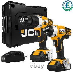 JCB 21-18TPK-2 18v Combi Hammer Drill & Impact Driver + 2 x 2Ah Batteries & Case