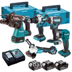 Makita 18V 5 Piece Combo Tool Kit with 2 x 5.0Ah Batteries & Charger T4TKIT-128