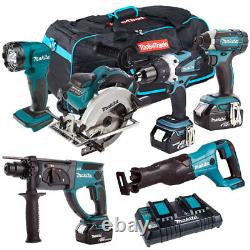 Makita 18V 6 Piece Power Tool Kit with 3 x 5.0Ah Batteries & Twin Port Charger