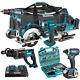 Makita 18v 6 Piece Tool Kit 3 X 5.0ah Batteries Charger With 101 Piece Drill Set