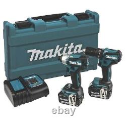 Makita 18v DHP458 Combi Hammer Drill & DTD146 Impact Driver 2x Li-Ion Battery