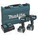 Makita 18v Dhp458 Combi Hammer Drill & Dtd146 Impact Driver 2x Li-ion Battery