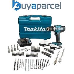 Makita HP488DAEX1 18v Lithium Combi Hammer Drill 2x 2Ah 74 Screwdriver Bit Set