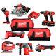 Milwaukee 18v M18 Fuel 8 Piece Kit With 3x 5.0ah Batteries Charger And 2 Bags