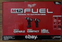 Milwaukee 2598-22 M12 FUEL 2-Tool Hammer Drill & Hex Impact Driver Kit New