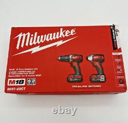 Milwaukee 2697-22CT M18 Li-Ion Hammer Drill/Impact Driver Combo NO BATTERIES