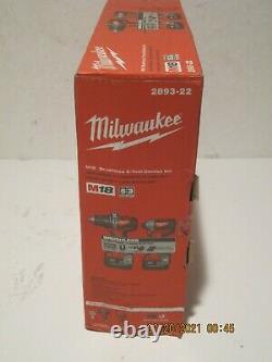 Milwaukee 2893-22 M18 18V 2-Tool Hammer Drill & Impact Driver Combo Kit NISB FSP
