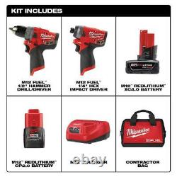 Milwaukee Hammer Drill and Impact Driver Combo Kit (2-Tool) 12-V Brushless Bit