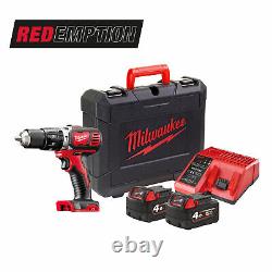 Milwaukee M18BPD-402C 18V 50Nm RED Li-ion Hammer Drill Driver, 2 x 4Ah Batteries
