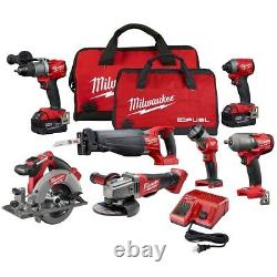 Milwaukee M18 7-Piece Combo Tool Kit With 2 Batteries & Charger New Free Ship