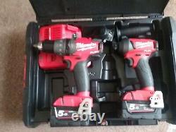 Milwaukee M18 FPP2A-502X Hammer drill and impact wrench twin set, 2x 5a