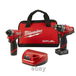 NEW Milwaukee 2598-22 M12 FUEL 2-Tool Hammer Drill & Hex Impact Driver Kit