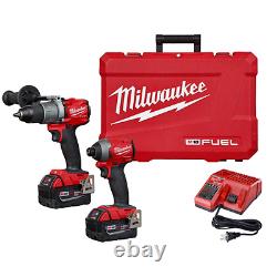 NIB Milwaukee M18 FUEL Brushless Hammer Drill/Impact Driver Kit/2 x 5Ah/Case