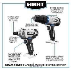 New HART Cordless 6-tool Combo Kit Impact Driver, Drill, LEDLight, 2-Saw, Sander