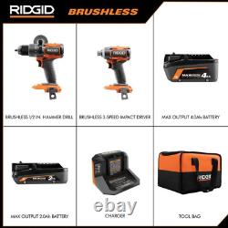RIDGID18V Brushless Cordless 2Tool Combo Kit with Hammer Drill Impact Driver Bag