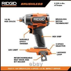 RIDGID Combo Kit Hammer Drill Impact Driver 18V Cordless 2-Tool Battery Charger