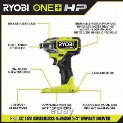 RYOBI Hammer Drill Impact Driver Impact Wrench Cordless 18V 3-Tool Combo Kit