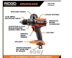 Ridgid Battery & Charger & Tool Bag 18V Brushless 1/2'' Hammer Drill/Driver Kit