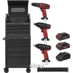 Sealey 20v Cordless 3 Piece Power Tool Kit, Roller Cabinet and Sound Bar 2 x 2ah