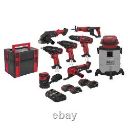 Sealey SV20 Series 8 x 20V Cordless Tool Set, 4 Batteries & Charger CP20VCOMBO4