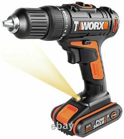 WORX WX386.4 MAX Cordless Variable Speed Hammer Drill +50 Piece 2 Battery's 20V