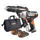 Worx Wx902 18v Cordless Impact Driver & Hammer Drill 2x2.0ah Battery Carry Case