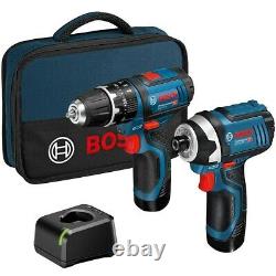 Bosch 12v Twin Pack Gsb Combi Hammer Drill + Gdr Impact Driver Lithium Ion