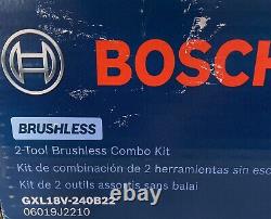 Bosch Gxl18v-225b24 Kit Combo Pour Perceuse Et Perceuse De Marteau De 18 Volts Nouveau