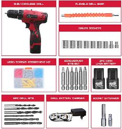 Ensemble D'outils Perceuse Sans Fil Hammer Drill Tool Kit 110pcs Power Cadeau Père Jour