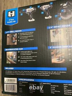Hart 20v Sans Fil 6 Outils Combo Kit 4.0ah Et 1.5ah Batteries, Chargeur, & Sac