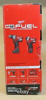 Milwaukee 2598-22 M12 Carburant Hammer Drilling And Hex Impact Driver Combo Kit