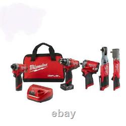 Milwaukee Hammer Drill Impact Driver Wrench Ratchet Combo Kit 12v (5-outil)