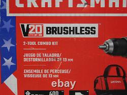 Nouveau Craftsman V20 20v Brushless Hammer Drill Impact Driver Kit Cmck220d2